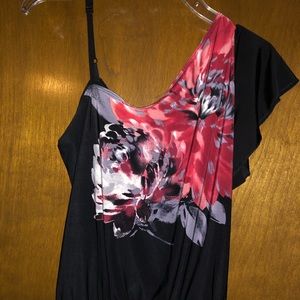 Black Flowery B-Wear One Shoulder Top